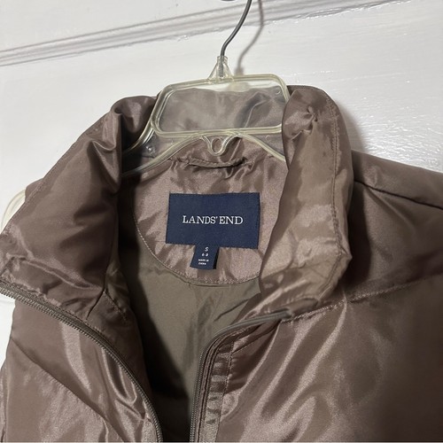 Land’s End Daunen gefütterte Weste braun klein durchgehender Reißverschluss Taschen Outdoor Gorpcore neu ohne Etikett - Bild 11 von 15