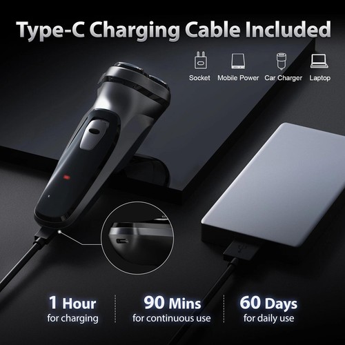 Herren Elektrorasierer Pop-Up Trimmer Rotationsrasierer Bartrasur Wiederaufladbar - Bild 19 von 23