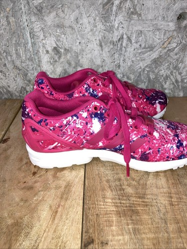 Adidas Sneakers Size 5.5 ZX Flux Splatter Pink Rose Athletic Women's Shoe S77908 - Picture 7 of 11
