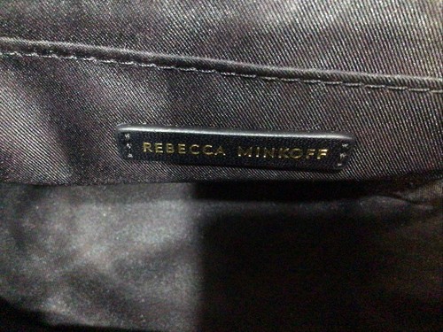 Rebecca Minkoff Chevron Love Genuine Leather Black and Gold Crossbody 10x6.5x3 - Picture 19 of 21