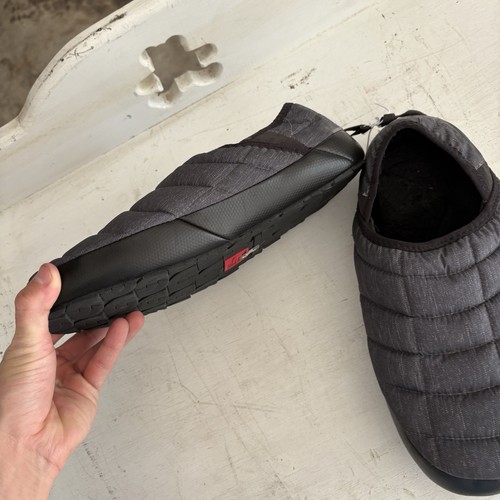 The North Face Mens ThermoBall Traction V Mules Gray Black Quilted Faux Fur 10 - Picture 6 of 13