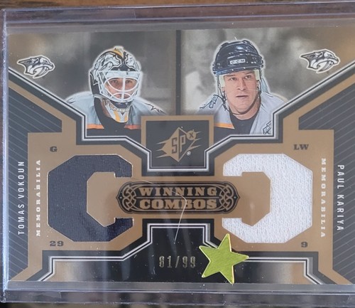 2005-06 SPx - Winning Combos GOLD #WC-VK Vokoun & Kariya /99 (MEM) - Picture 1 of 2