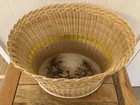 Vintage large oval wicker Waste Paper Bin with melamine base Bullfinch design