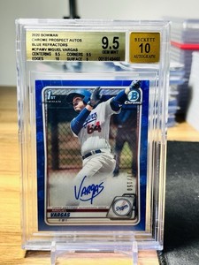 2020 Bowman Chrome Miguel Vargas 1st Auto Blue Refractor /150 BGS 9.5 Gem Mint