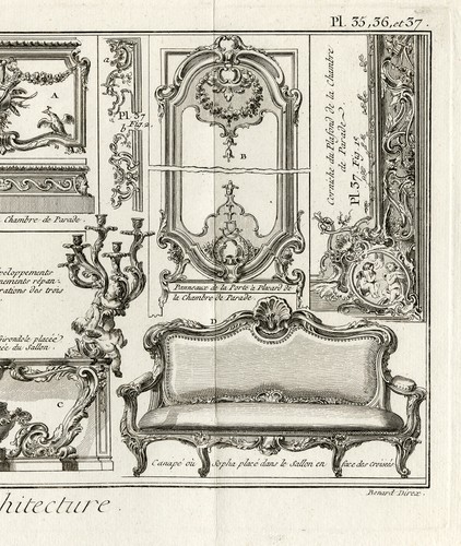 Antique Architecture Print-Furniture at the Royal palace-Benard-Panckoucke-1784 - Picture 4 of 9