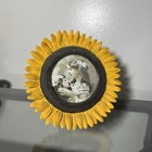 Vintage Russ Sunflower Yellow Round Picture Frame Russ Berrie Tabletop 7”X7”