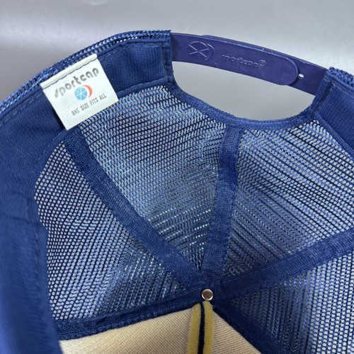 VTG Hat Voyager Around the World Blue Mesh Snapback Trucker Cap Scrambled Egg - Picture 12 of 15