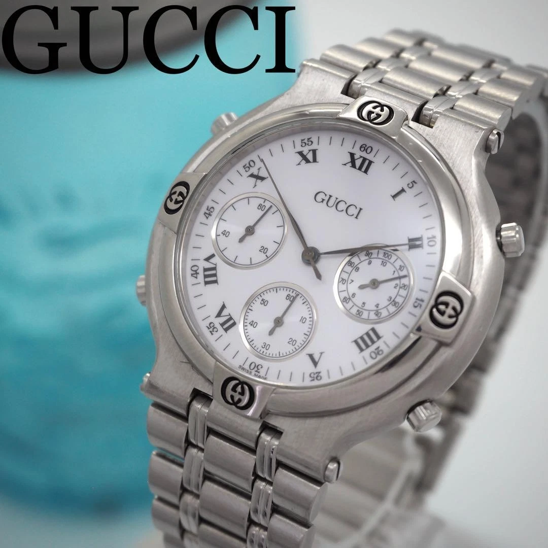 669 [Buone Condizioni] GUCCI Orologio Cronografo Vintage Uomo 9300