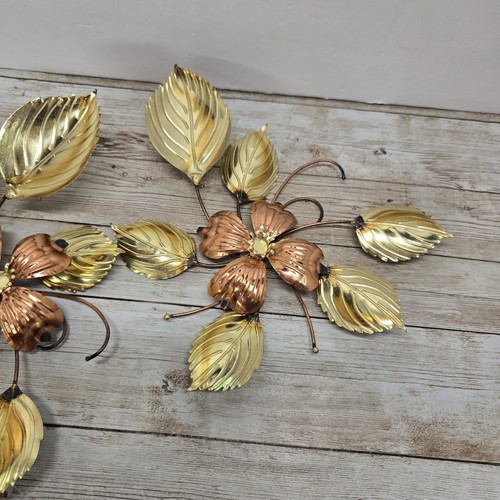 Vintage Art 5 Piece Metal Butterfly Flower Leaf Wall Decor Set Gold/Copper Tone - Bild 5 von 17