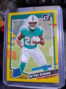 2023 Donruss Devon Achane Yellow Press Proof Rated Rookie #365 RC