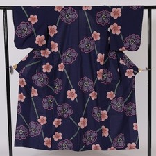 Yukata, blue plum, bamboo, original dye