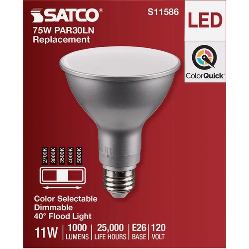 Satco 75W Equivalent 5CCT-Selectable PAR30 Long Neck Medium Dimmable LED - Picture 3 of 3