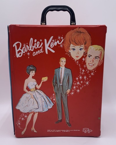 Vintage 1964 Mattel Barbie and Ken Red Vinyl Doll Carrying Case Trunk