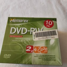 MEMOREX Pack Of 10 DVD-RW 2X 4.7GB 120 MIN