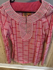 Tory Burch Embellished Rhinestone Tunic Pink- Size 8, 100% Cotton 