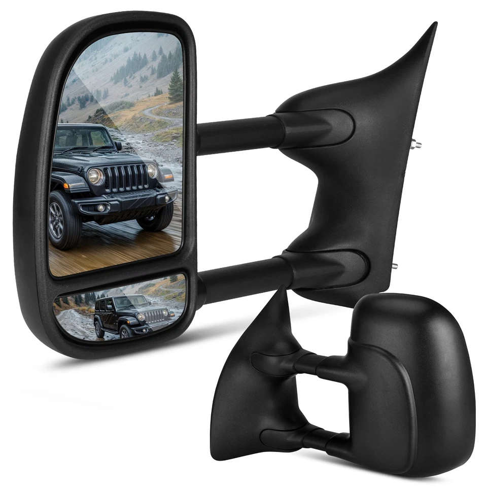 Pair Tow Mirrors for 1999-2016 Ford F250 F350 F450 Super Duty Manual Telescoping - Image 2 of 4