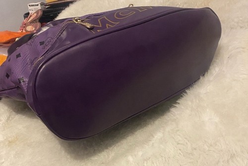 MCM Munchen #10635 Purple Tote Gold Accents  - Picture 3 of 7