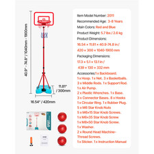 Toddler Adjustable Basketball Hoop 104-190CM Rack for Kids Outdoor Indoor Ball S
