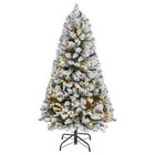 Christmas Tree, 4ft Prelit Flocked Artificial Tree, Full Holiday Xmas Deco