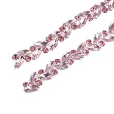 1 Yard Crystal Rhinestone Chain Trim Diamond Rhinestone Chain Applique Pink