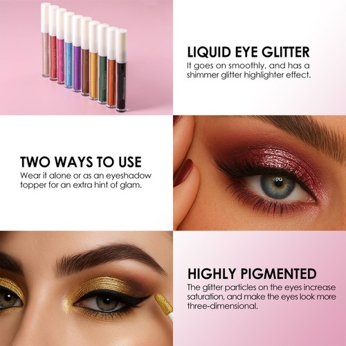 Frauen Halloween Kosmetik 1 Stück Karneval Glitzer flüssiger Lidschatten Festival Make-up - Bild 14 von 40