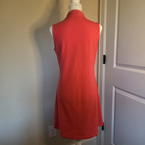 Spartina 449 Dress Womens Medium Pink Sleeveless Front Gold Quarter Zip Stretch - Bild 6 von 12