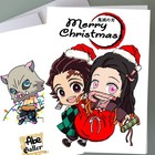Demon Slayer Christmas Card - Tanjiro & Nezuko Funny Holiday Cards Gifts