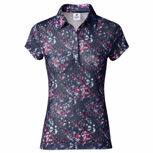 Daily Sports Ladies Mesh Cap Sleeve Golf Polo in Blue - Picture 3 of 5