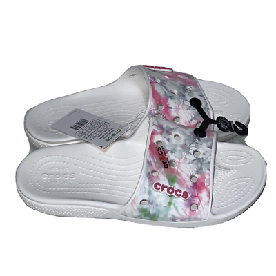 Crocs Classic Bleach Dye Slide Sandals White 207411-94S White Size M11 New Crocs Classic Bleach Dye Slide Sandals White 207411-94S  main image 3