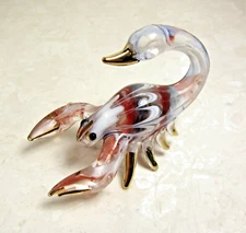 Maroon SCORPION hand blown art glass figure figurine  2.5" gold trim decor Gift