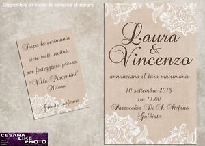 Partecipazioni Personalizzate Matrimonio Inviti Nozze Sposa Shabby Chic Pizzo Ebay