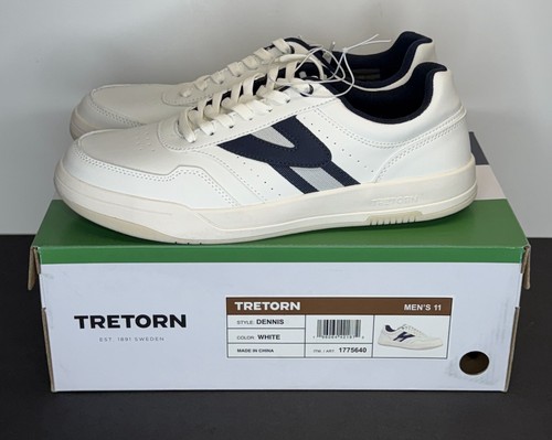 New Tretorn Dennis Men's US 11 Athletic Shoes White Navy Lace Up Sneakers NIB - Picture 2 of 7