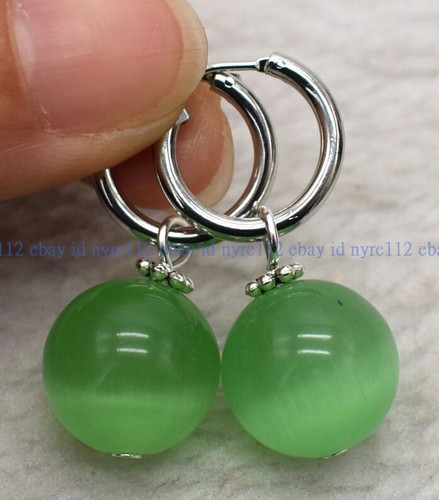 Charming 10/12/14mm Multicolor Gemstone Round Beads Silver Leverback Earrings - Picture 7 of 190
