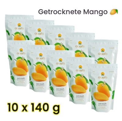 [ 10 x 140 g ] Doi Kham Getrocknete Mango Trockenfrüchte Thai Snack