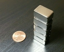 5 Neodymium N52 Block Magnets. Super Strong Rare Earth 3/4" x 1/2" x 3/8"