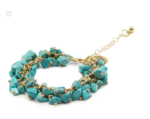Kinsley Armelle Turquoise Bracelet, NWT, Size S/M, Western, Cowgirl, Gold, - Picture 2 of 4
