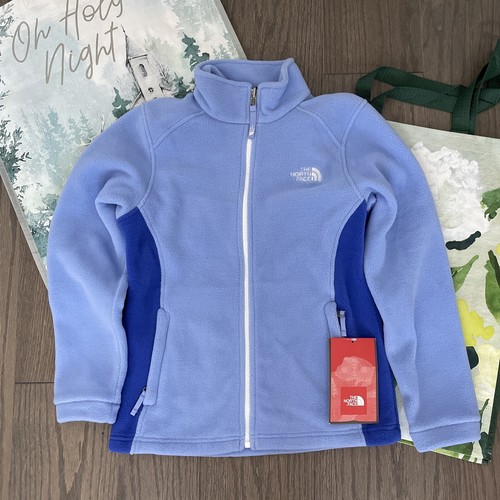 THE NORTH FACE Girls Kids Youth fleece full zip jacket light blue sz M 10 12 $90 - Picture 1 of 12