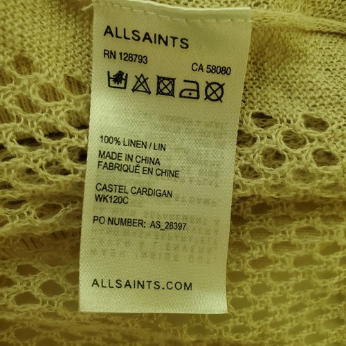 Maglione cardigan AllSaints Boho Airy maglia aperta 100% lino maglione beige taglia M - Foto 5 di 5