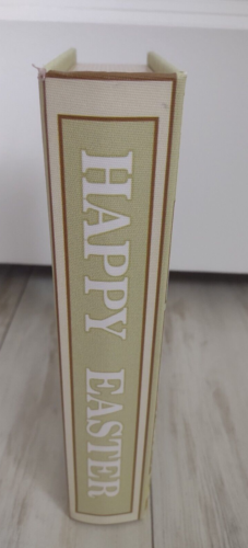 New Vintage Style "Happy Easter Time" Faux Book Storage Stash Box Lamb & Bunny - Picture 2 of 5