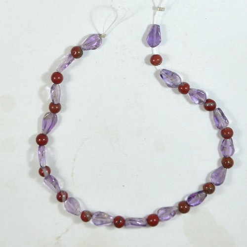 Natural Purple Amethyst tumble & sunstone ball Gemstone beads 9 inch Line - Picture 2 of 6