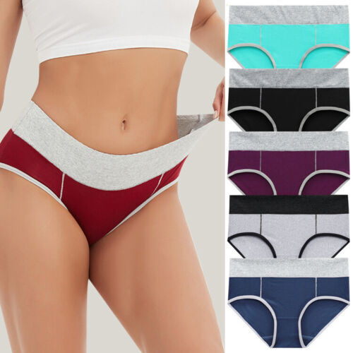 5 Pack Ladies High Waist Knickers Women's Cotton Full Briefs Underwear Panties - Picture 16 of 32