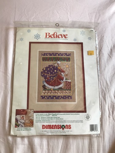 "BELIEVE" MARY ENGELBREIT'S SANTA Rohleinen gezählt Kreuzstich Set ABMESSUNGEN - Bild 3 von 13