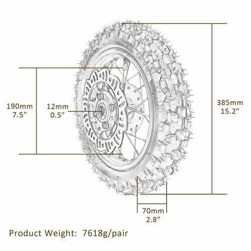 2.50-10'' Wheel Tire+520mm Front Forks Kit Disc Brake Pit Bike CRF50 XR50 taotao - Bild 3 von 9