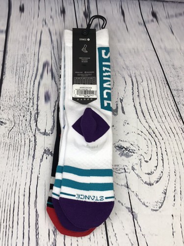 STANCE 3-Pack OG Basic Crew Socks sz Medium (6-8.5) Black Red White Blue Purple - 第 3/4 張圖片