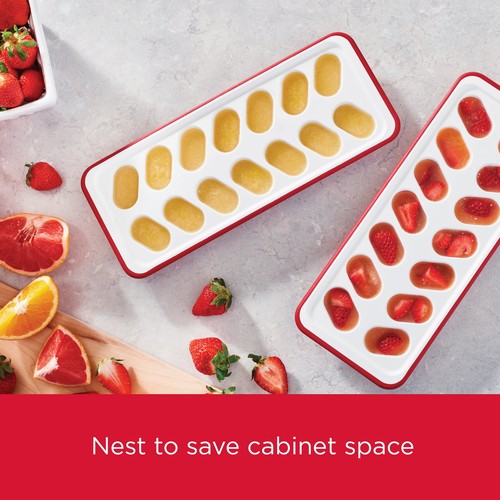 (2 pack) Plastic & Silicone Ice Tray, Red & White - Picture 6 of 7
