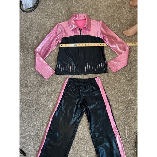 Girls Dance, Tap, Gymnastics, Cheer, Performance outfit pink/black zip jacket LG - Picture 4 of 8