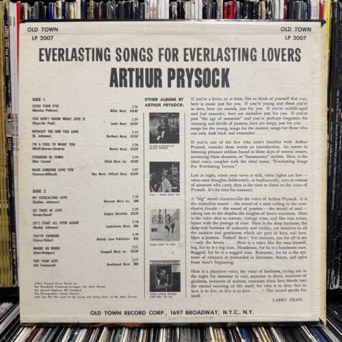 ARTHUR PRYSOCK - EWIGE LIEDER FÜR LIEBHABER (VINYL-LP) 1964 !! RAR!! LP 2007 - Bild 2 von 4