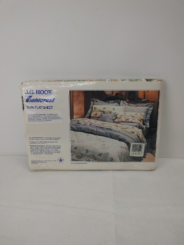 VTG RARE Fieldcrest J. G.Hook Marshland Ducks TWIN Flat Sheet NO IRON - Picture 4 of 7