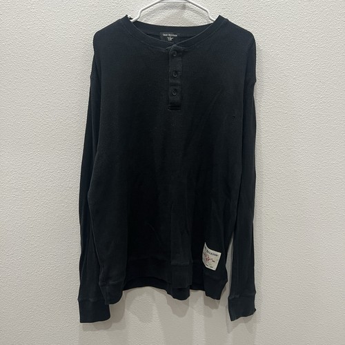 True Religion Herren schwarz Waffel Knie Henley Grunge Goth Biker Streetwear 2XL - Bild 1 von 13