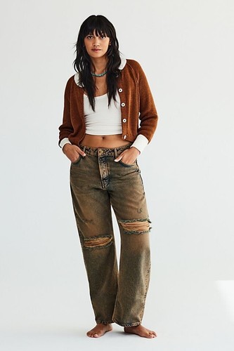 Free People Deep Trance Mid Rise Dropped Boyfriend Jeans - Memphis Mud - UVP 88€ - Bild 5 von 16